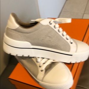 Hermes Cream and White Women's Sneakers